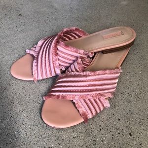 Pink satin slides